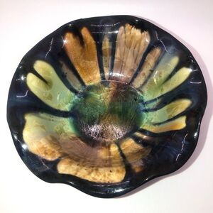 Edgecomb Potters Maine  Chrystalline Scallop Drip Bowl Pottery Studio